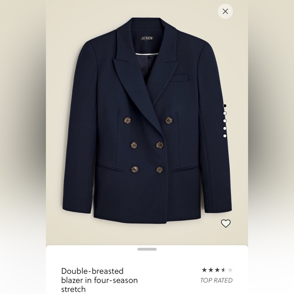 J. Crew double breasted blazer in four-season stretch NWT